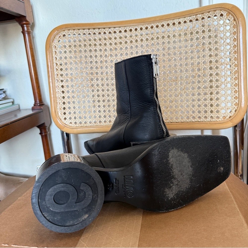 Margiela MM6 Black Leather Ankle Boots - Picture 4 of 6